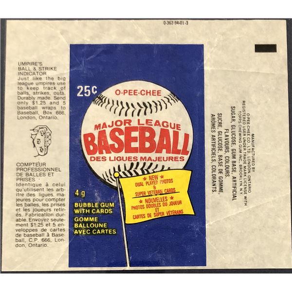 1983 O-PEE-CHEE BASEBALL WRAPPER
