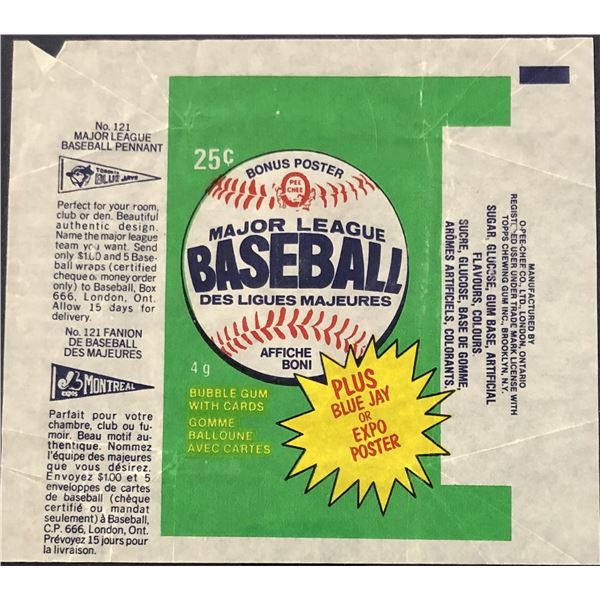 1981 O-PEE-CHEE BASEBALL WRAPPER