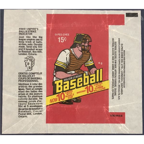 1978 O-PEE-CHEE BASEBALL WRAPPER
