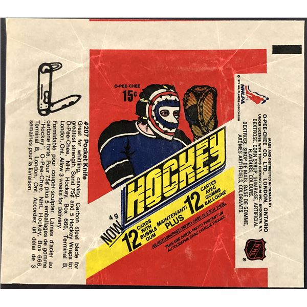 1977-78 O-PEE-CHEE NHL HOCKEY WRAPPER