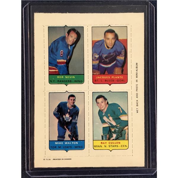1969-70 O-PEE-CHEE NHL 4-in-1  JACQUES PLANTE (HOF)