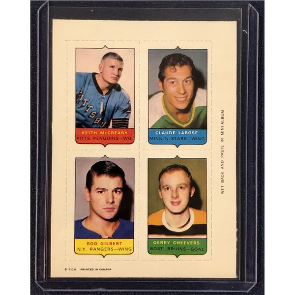 1969-70 O-PEE-CHEE NHL 4-in-1  GERRY CHEEVERS (HOF)