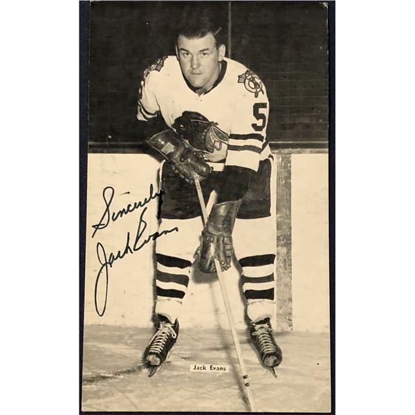 1965-66 J.D. McCARTHY NHL POST CARD - JACK EVANS (HOF) - SIGNED
