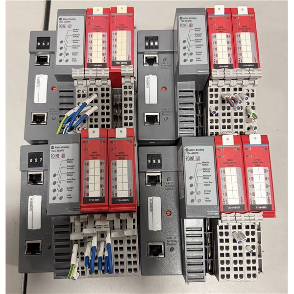 (4) Allen Bradley #1734-AENTR Point I/O Dual Port Network Adaptor w/#1734-IB8S & #1734-OBV2S Modules