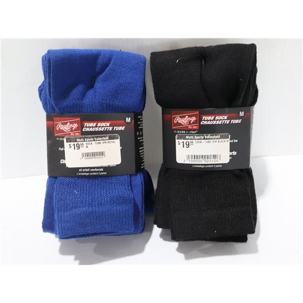RAWLINGS 3-PACK TUBE SOCKS SIZE:M (ASSORTED COLOUR)