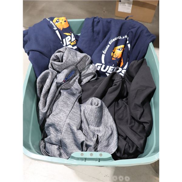 BIN OF ASSORTED HOODIES **COMPANY LOGOS**