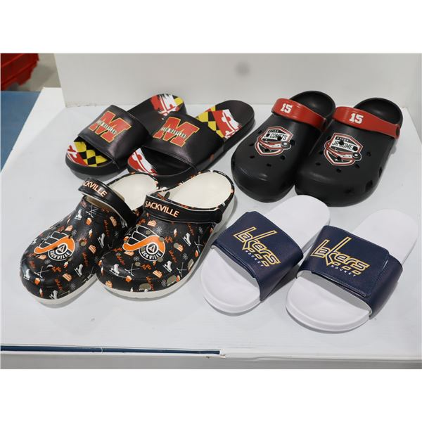 LOT OF 4 PAIRS CROC/SCANDALS *LOCAL TEAM LOGOS*