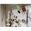 Image 3 : Contents of Wall - Tape, Digital Clock / Timer, Zip Ties, Peg Board, Etc. - Bidder Responsible for R
