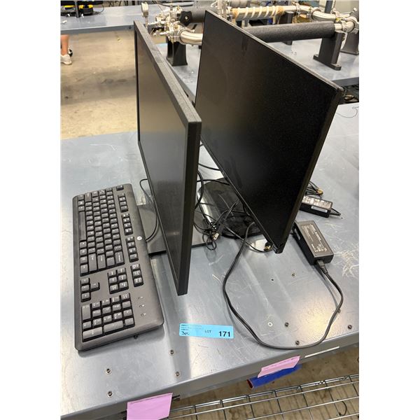 Group of 2 Monitors & Keyboard