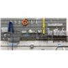 Image 1 : Contents of Wall Organizer: Assorted Combination Wrenches, Fish Tape, Level, Markers & Small Hardwar