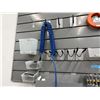 Image 4 : Contents of Wall Organizer: Assorted Combination Wrenches, Fish Tape, Level, Markers & Small Hardwar