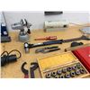 Image 4 : Contents of Bench: ER Collet Set, Machinist’s Parallel Bar Set, Heat Gun, Hand Tools, Vises
