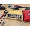 Image 5 : Contents of Bench: ER Collet Set, Machinist’s Parallel Bar Set, Heat Gun, Hand Tools, Vises