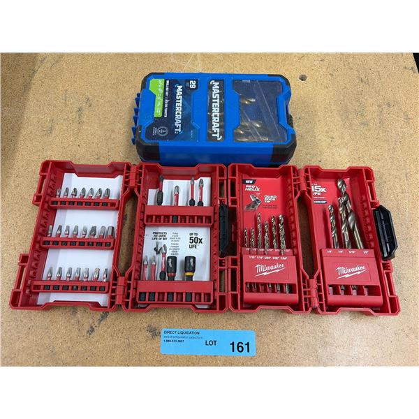 Assorted Drill Bit Sets (Mastercraft 29pc, Milwaukee Red Helix & Bit Sets)