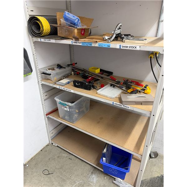 Assorted Shop Organization & Tooling Lot: Floor Mat, Containers, Tools, Clamps & Dremel Accessories
