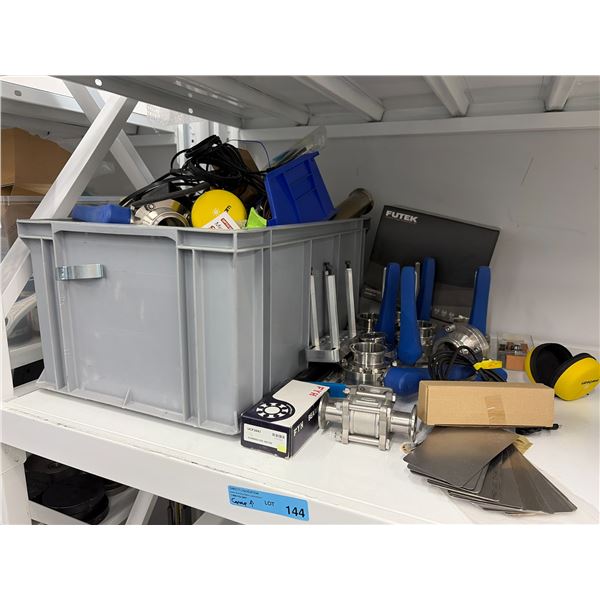 Group - Stainless Steel Ball Valves w/ KF Flanges, Bin of Misc. Components