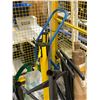 Image 3 : Contents of Cage - Uline Stations, Desk Parts, Garbage Can Dolly, Etc.