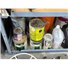 Image 4 : Contents of Shelf - Aluminum Apparatus Pieces,  Paint, Grinder, Etc.