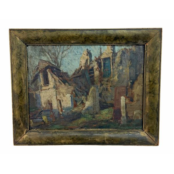 Expressionist Architectural Ruins Oil Painting