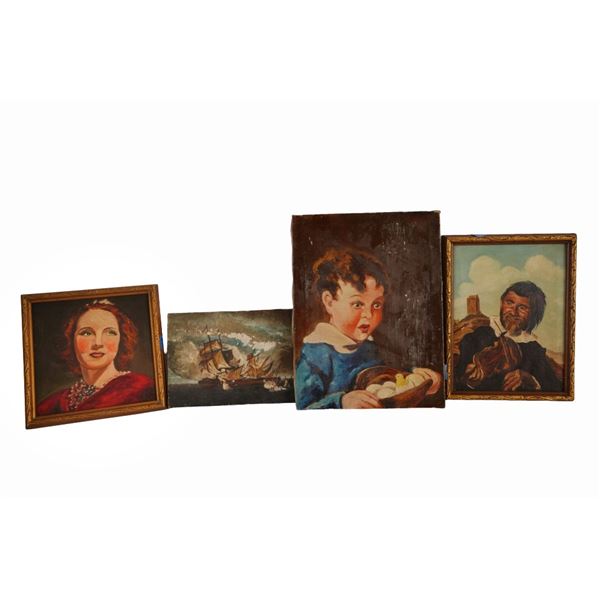 Four Original Vintage Oil Paintings