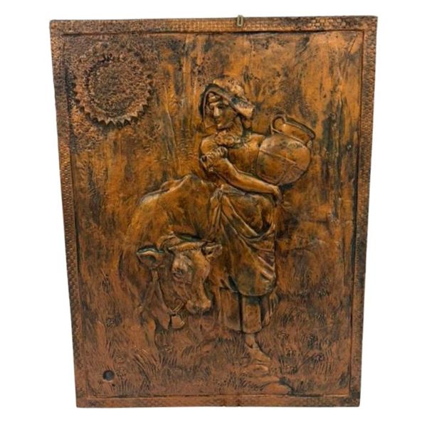 Pastoral Copper High Relief Plaque