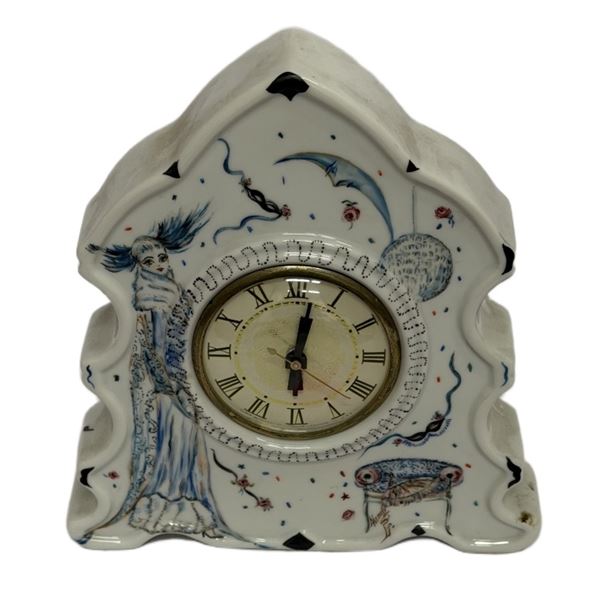 Celestial Hand-Painted Ceramic Mantle Clock