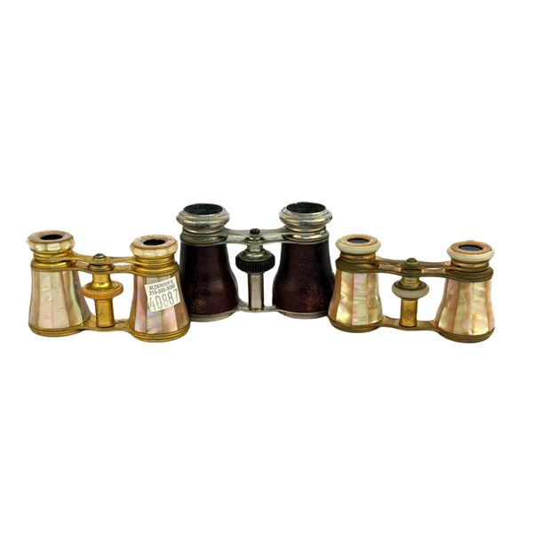 Antique Late Victorian Brass Opera Glasses & Cases