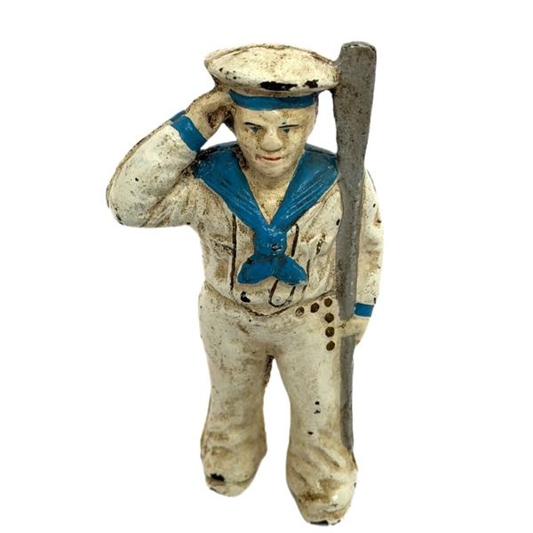 Antique Hubley Cast Iron Navy Sailor Coin Bank