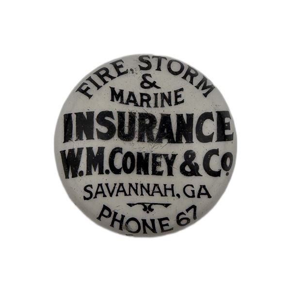 1900s Insurance Advertising Glass Paperweight