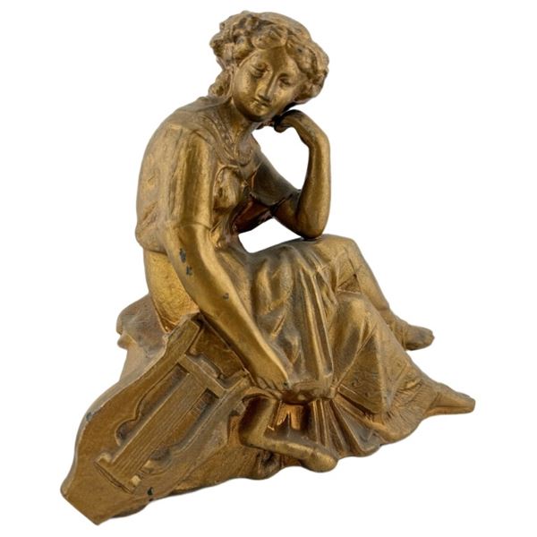 19th Century "Lady with Lyre" Ansonia Clock Topper