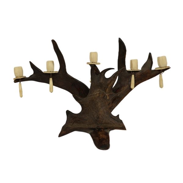 Rustic Black Forest Antler Wall Candelabra