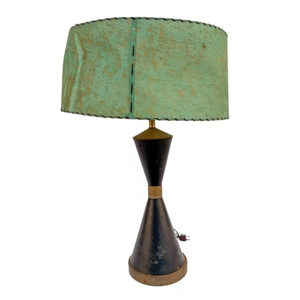MCM Atomic Hourglass Table Lamp & Fiberglass Shade