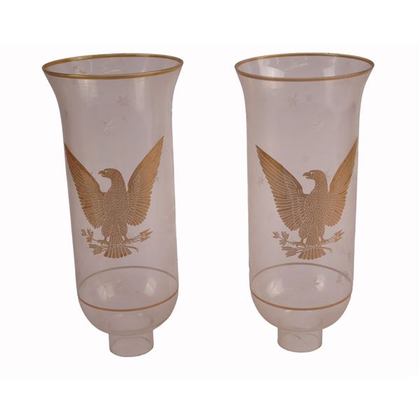 Federal Style Etched Eagle Glass Hurricane Shades