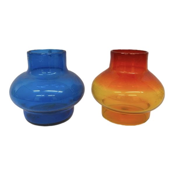 Blenko John Nickerson Amberina & Blue Glass Vases