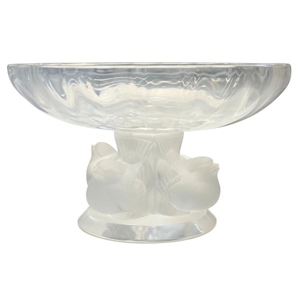 Lalique "Nogent" Sparrows Glass Bowl