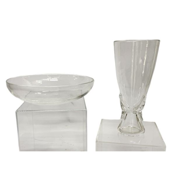 Steuben Crystal Corolla Vase & Coupe Bowl