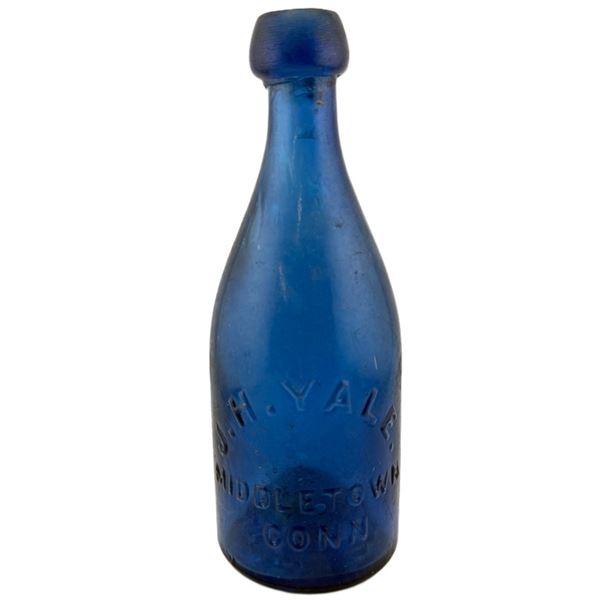 1850s J.H. Yale CT Cobalt Blue IP Soda Bottle