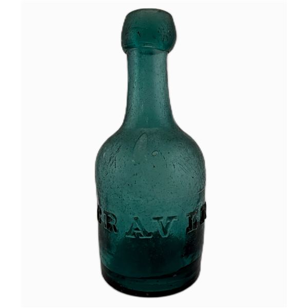 Antique Craven Teal Glass Soda Bottle
