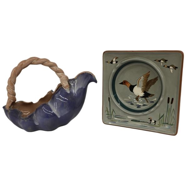 Stangl Pottery Pairing - Basket Pitcher & Ashtray