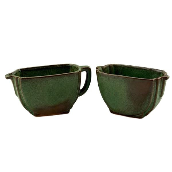 Frankoma Pottery "Prairie Green" Cream & Sugar Set