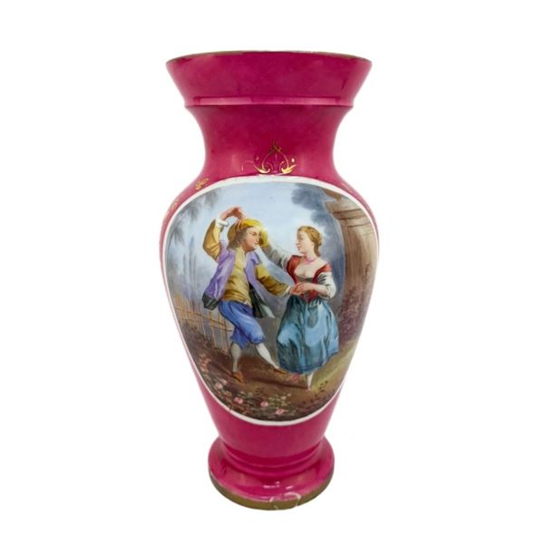 Old Paris Sevres-Style Rose-Pink Porcelain Vase
