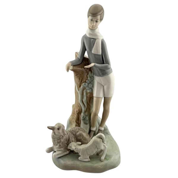 Lladro "Boy with Lambs" Porcelain Figurine