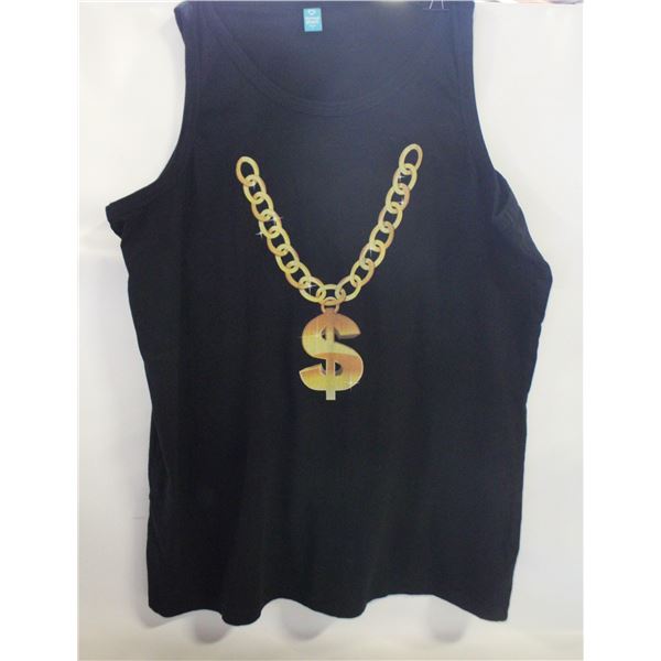 MENS DOLLAR SIGN NECKLACE TANK TOP SZ L