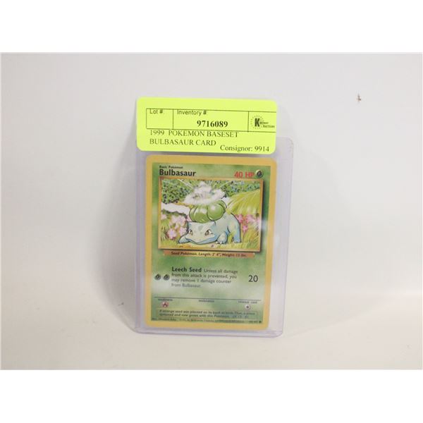 1999  POKEMON BASESET BULBASAUR CARD