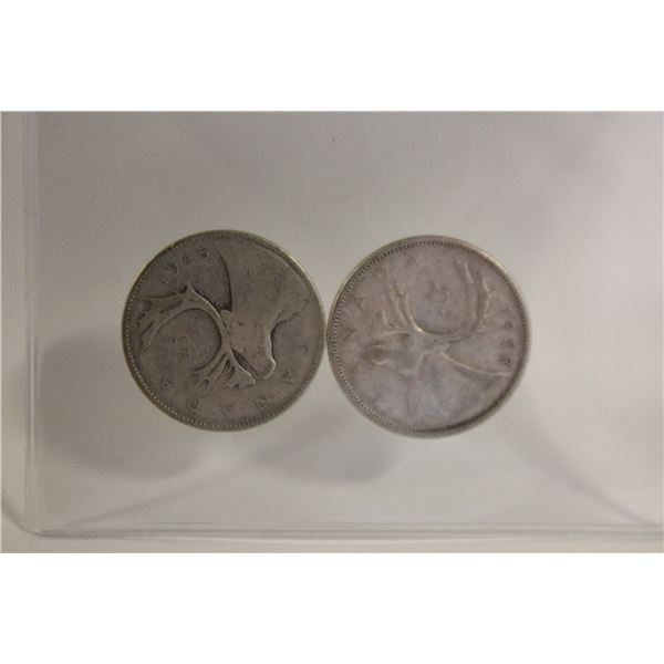 1945 AND 1958  CANADA SILVER QUARTERS