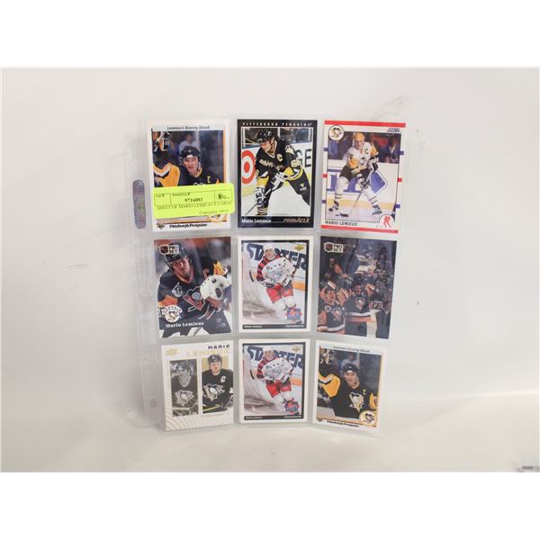 SHEET OF MARIO LEMIEAUX CARDS