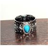 Image 1 : 1)  BEATEN SILVER TONE .5" WIDE SIZE 8 RING