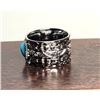 Image 2 : 1)  BEATEN SILVER TONE .5" WIDE SIZE 8 RING