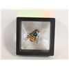 Image 1 : NEW BEE BROOCH TEAL+GOLD TONES 1.38”X1.02”
