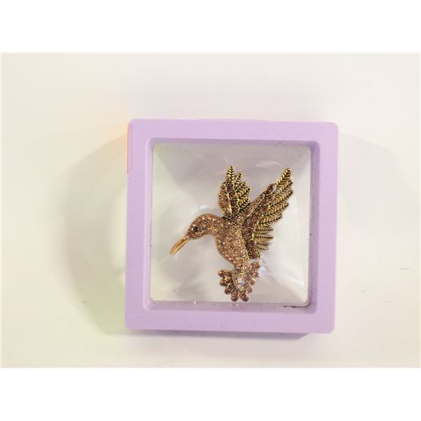 NEW AMBER COLOR RHINESTONE HUMMINGBIRD